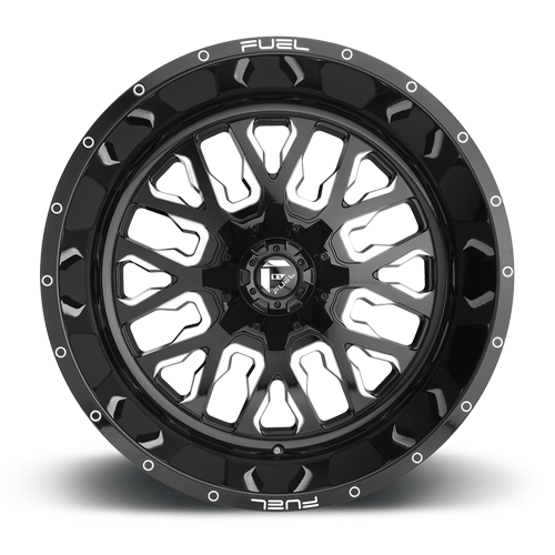 Aluminum Wheels 22X12 Stroke D611 8 On 170 Gloss Black Milled 125.1 Bore -44 Offset Fuel Off Road Wheels