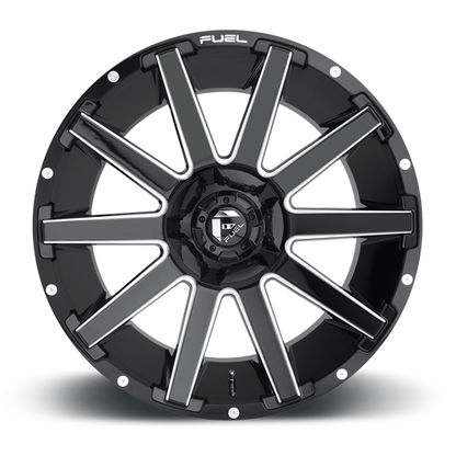 Aluminum Wheels 18X9 Contra D615 5 On 114.3/5 On 127 Gloss Black/Milled 78.1 Bore -12 Offset Multi Spoke Fuel Off Road Wheels