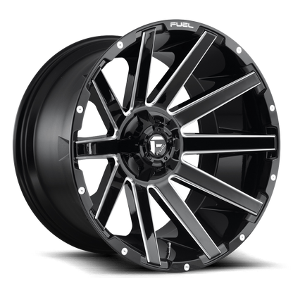 Aluminum Wheels 20X9 Contra D616 8 On 180 Matte Black Milled 124.3 Bore 1 Offset Multi Spoke Fuel Off Road Wheels