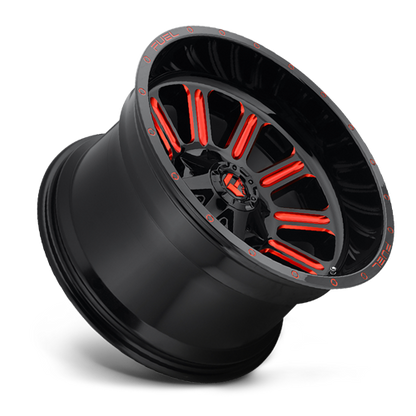 Aluminum Wheels 18X9 Hardline D621 6 On 135/6 On 139.7 Gloss Black/Candy Red 106.3 Bore -12 Offset Fuel Off Road Wheels