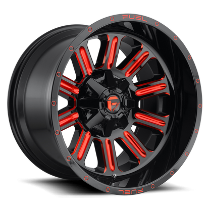 Aluminum Wheels 20X12 Hardline D621 8 On 165.1 Gloss Black/Candy Red 125.2 Bore -44 Offset Fuel Off Road Wheels