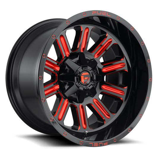 Aluminum Wheels 20X9 Hardline D621 5 On 127/5 On 139.7 Gloss Black/Candy Red 87.1 Bore 20 Offset Fuel Off Road Wheels
