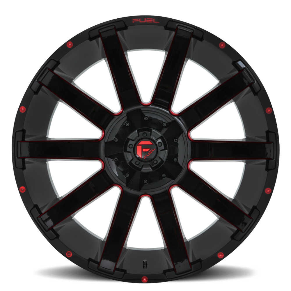 Aluminum Wheels 20X9 Contra D643 8 On 170 Gloss Red Milled 125.1 Bore 20 Offset Multi Spoke Fuel Off Road Wheels