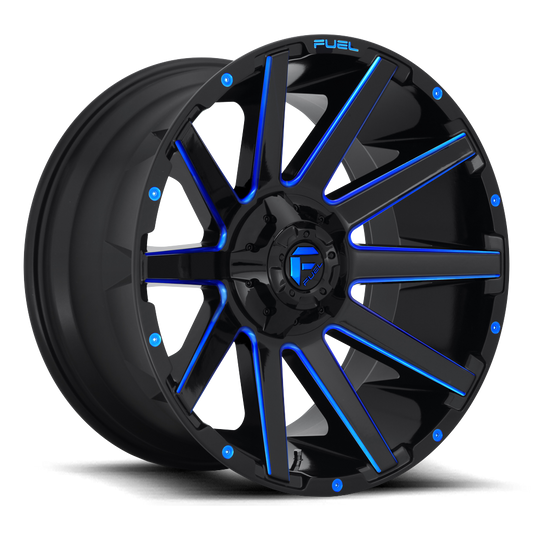 Aluminum Wheels 20X10 Contra D644 8 On 180 Gloss Blue Milled 124.3 Bore -18 Offset Multi Spoke Fuel Off Road Wheels