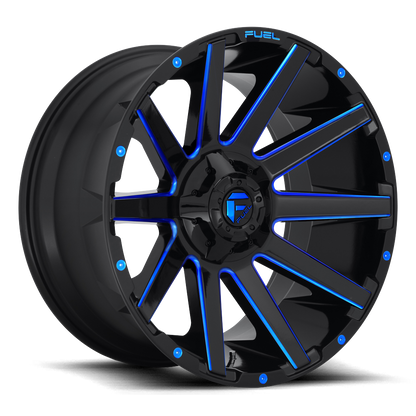 Aluminum Wheels 20X10 Contra D644 6 On 135/6 On 139.7 Gloss Blue Milled 106.1 Bore -19 Offset Multi Spoke Fuel Off Road Wheels