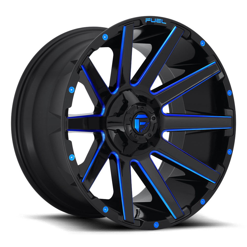 Aluminum Wheels 20X9 Contra D644 8 On 180 Gloss Blue Milled 124.3 Bore 20 Offset Multi Spoke Fuel Off Road Wheels