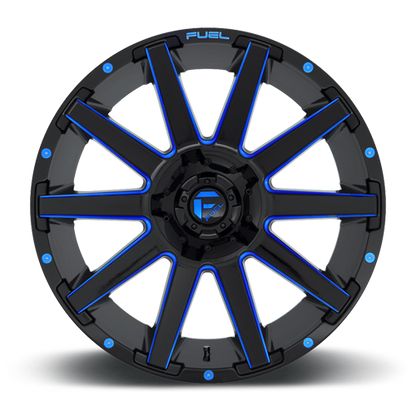 Aluminum Wheels 20X9 Contra D644 8 On 180 Gloss Blue Milled 124.3 Bore 20 Offset Multi Spoke Fuel Off Road Wheels