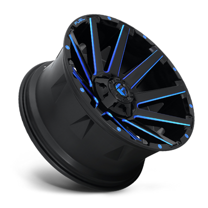 Aluminum Wheels 20X9 Contra D644 5 On 139.7/5 On 150 Gloss Blue Milled 110.3 Bore 1 Offset Multi Spoke Fuel Off Road Wheels