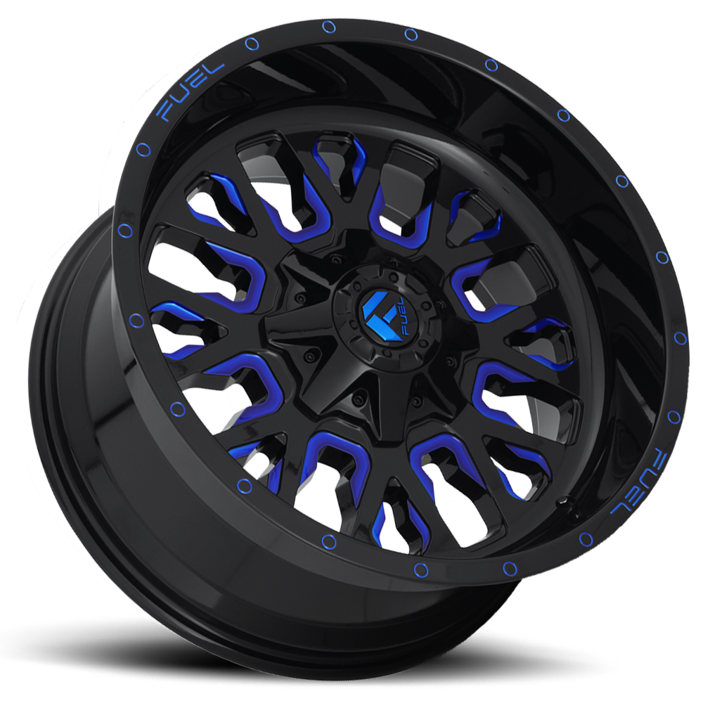 Aluminum Wheels 20X10 Stroke D645 8 On 180 Gloss Blue Milled 124.3 Bore -18 Offset Fuel Off Road Wheels