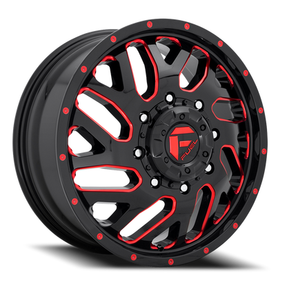 Dually Wheels 20X8.25 Triton Dually D656 8 On 165.1 Gloss Black Red Tinted Clear 121.5 Bore 105 Offset Mesh Spoke Front Dually Fuel Off Road Wheels