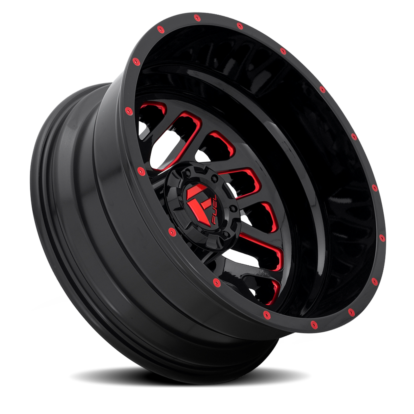 Dually Wheels 20X8.25 Triton Dually D656 8 On 165.1 Gloss Black Red Tinted Clear 121.5 Bore -240 Offset Mesh Spoke Outer Dually Fuel Off Road Wheels