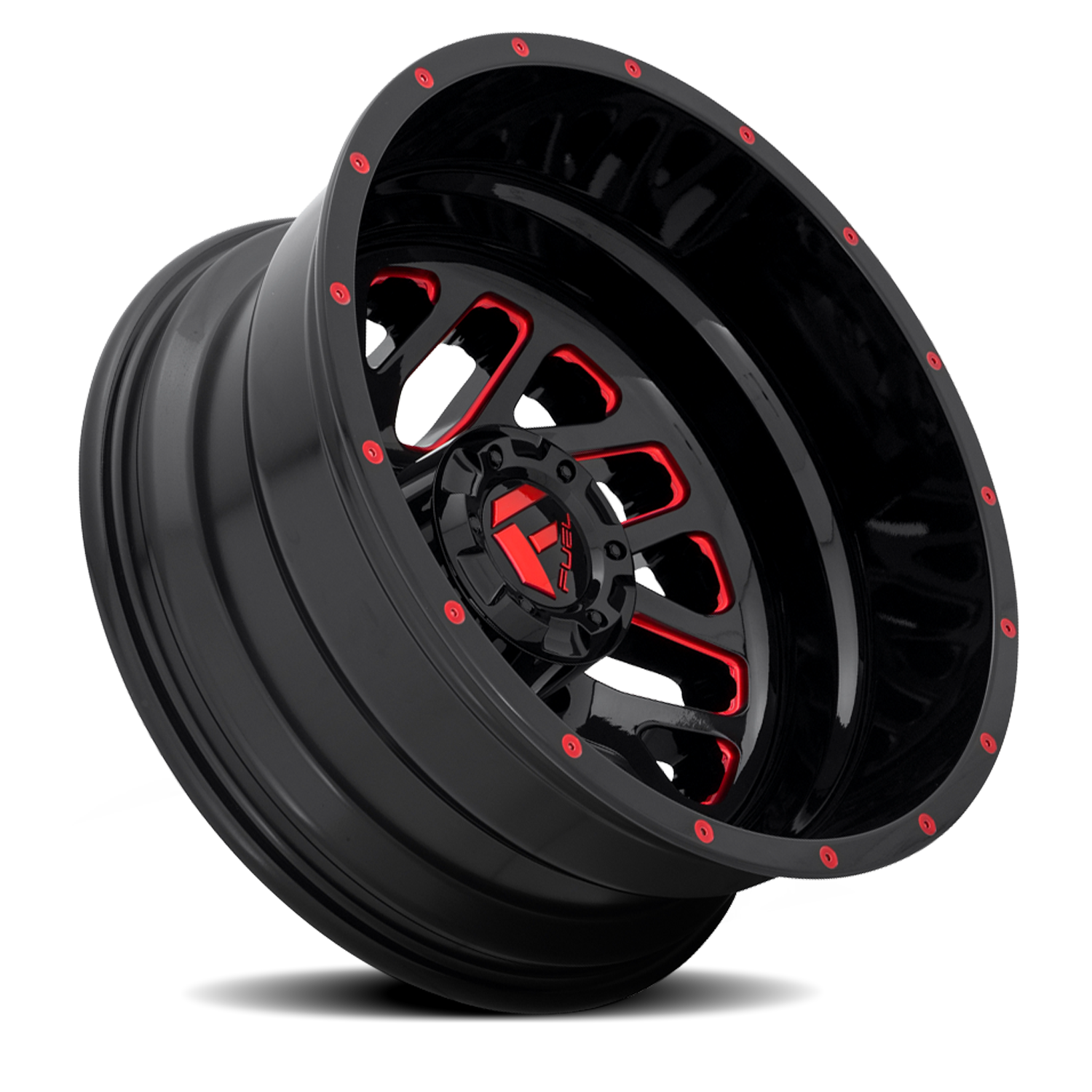 Dually Wheels 20X8.25 Triton Dually D656 8 On 165.1 Gloss Black Red Tinted Clear 121.5 Bore -240 Offset Mesh Spoke Outer Dually Fuel Off Road Wheels