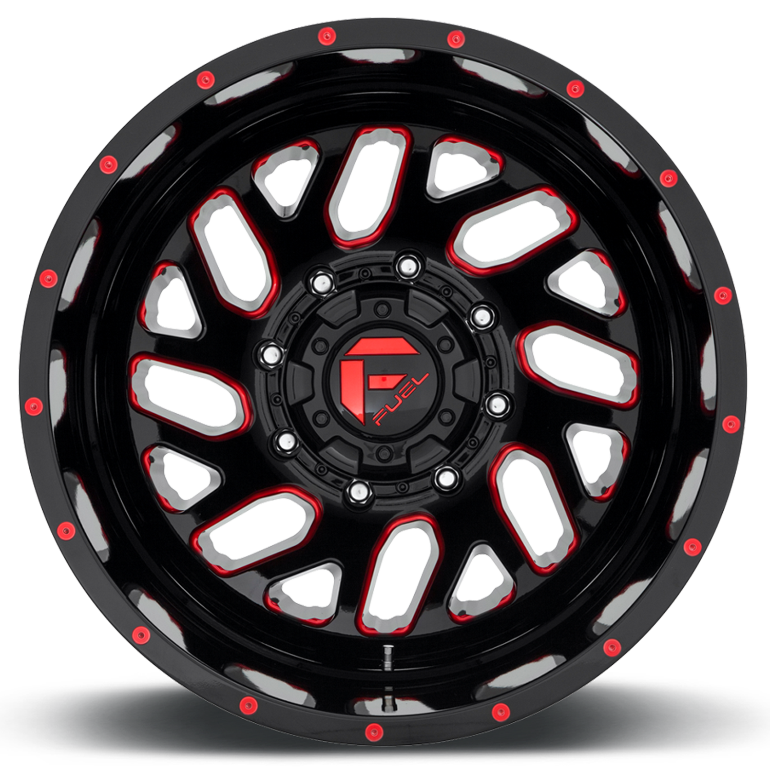 Dually Wheels 20X8.25 Triton Dually D656 8 On 165.1 Gloss Black Red Tinted Clear 121.5 Bore -240 Offset Mesh Spoke Outer Dually Fuel Off Road Wheels