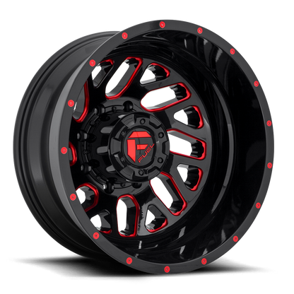 Dually Wheels 20X8.25 Triton Dually D656 8 On 200 Gloss Black Red Tinted Clear 142 Bore -201 Offset Mesh Spoke Outer Dually Fuel Off Road Wheels