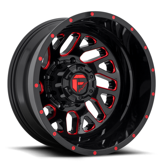 Dually Wheels 20X8.25 Triton Dually D656 8 On 200 Gloss Black Red Tinted Clear 142 Bore -201 Offset Mesh Spoke Outer Dually Fuel Off Road Wheels