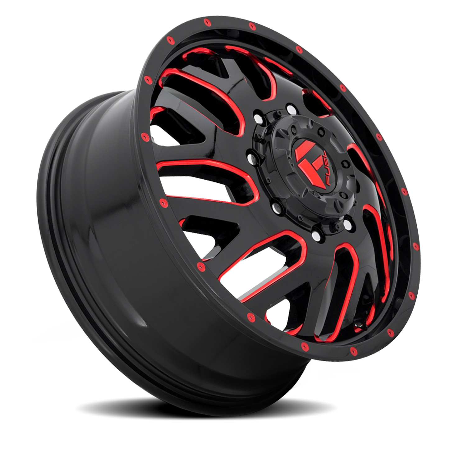 Dually Wheels 20X8.25 Triton Dually D656 8 On 200 Gloss Black Red Tinted Clear 142 Bore 105 Offset Mesh Spoke Front Dually Fuel Off Road Wheels