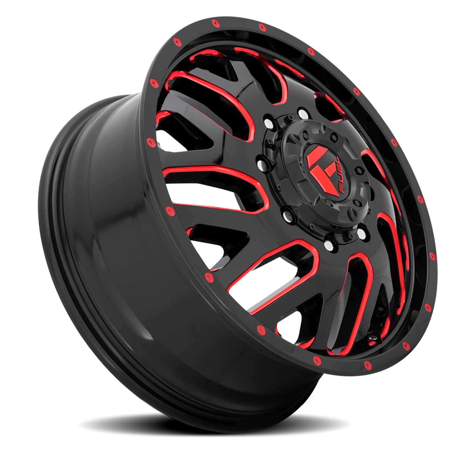 Dually Wheels 20X8.25 Triton Dually D656 8 On 200 Gloss Black Red Tinted Clear 142 Bore 105 Offset Mesh Spoke Front Dually Fuel Off Road Wheels