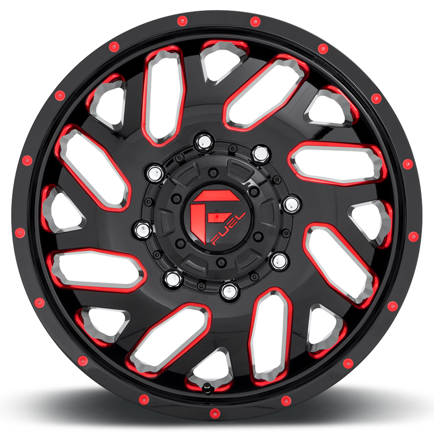 Dually Wheels 20X8.25 Triton Dually D656 8 On 200 Gloss Black Red Tinted Clear 142 Bore 105 Offset Mesh Spoke Front Dually Fuel Off Road Wheels