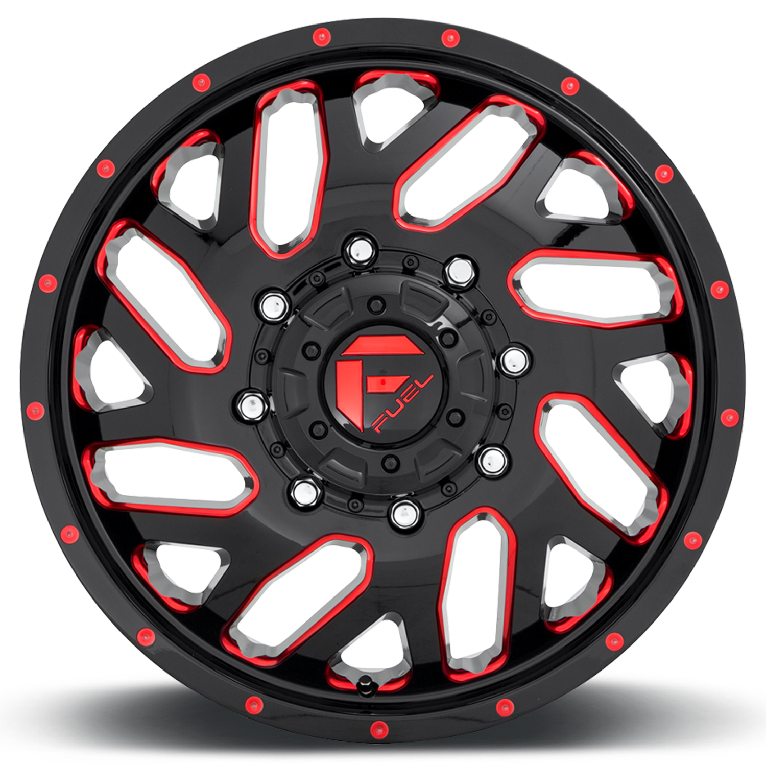 Dually Wheels 20X8.25 Triton Dually D656 8 On 200 Gloss Black Red Tinted Clear 142 Bore 105 Offset Mesh Spoke Front Dually Fuel Off Road Wheels