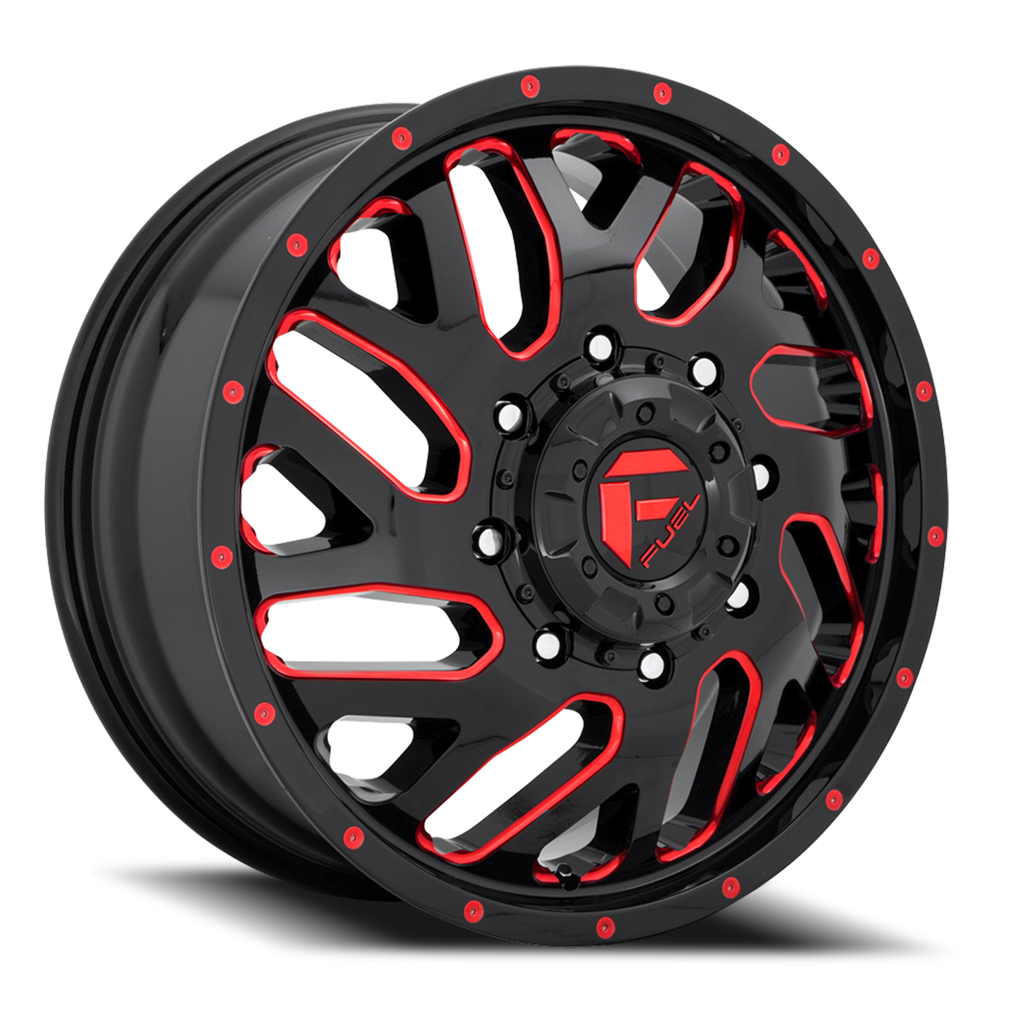 Dually Wheels 20X8.25 Triton Dually D656 8 On 210 Gloss Black Red Tinted Clear 154.3 Bore 105 Offset Mesh Spoke Front Dually Fuel Off Road Wheels