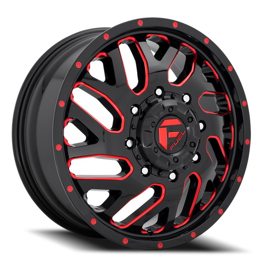 Dually Wheels 20X8.25 Triton Dually D656 8 On 210 Gloss Black Red Tinted Clear 154.3 Bore 105 Offset Mesh Spoke Front Dually Fuel Off Road Wheels