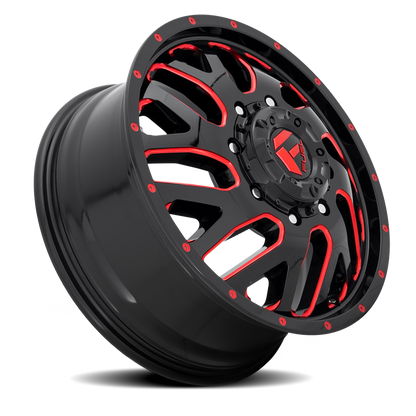 Dually Wheels 20X8.25 Triton Dually D656 8 On 210 Gloss Black Red Tinted Clear 154.3 Bore 105 Offset Mesh Spoke Front Dually Fuel Off Road Wheels