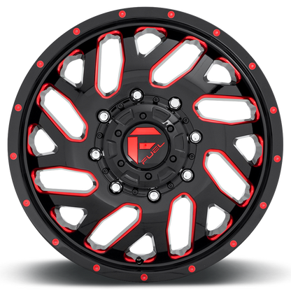 Dually Wheels 20X8.25 Triton Dually D656 8 On 210 Gloss Black Red Tinted Clear 154.3 Bore 105 Offset Mesh Spoke Front Dually Fuel Off Road Wheels