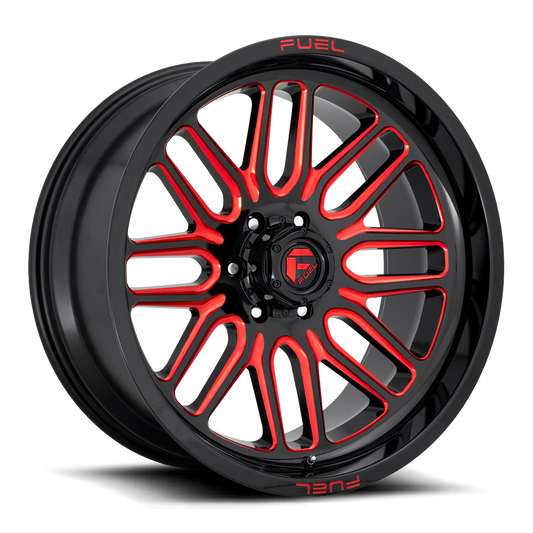 Aluminum Wheels 22X10 Ignite D663 8 On 180 Gloss Black Red Tinted Clear 124.2 Bore -18 Offset Fuel Off Road Wheels