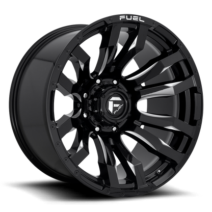 Aluminum Wheels 17X9 Blitz D673 8 On 165.1 Gloss Black Milled 125.1 Bore 1 Offset Multi Spoke Fuel Off Road Wheels
