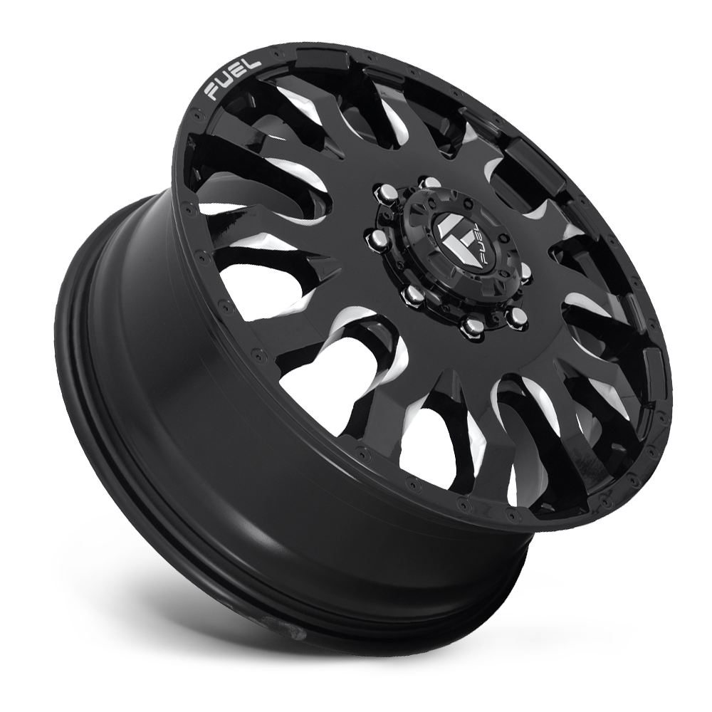 Dually Wheels 20X8.25 Blitz Dually D673 8 On 165.1 Gloss Black Milled 117 Bore 105 Offset Multi Spoke Front Dually Fuel Off Road Wheels