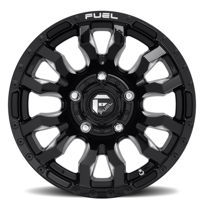 Aluminum Wheels 20X9 Blitz D673 5 On 127 Gloss Black Milled 71.5 Bore 1 Offset Multi Spoke Fuel Off Road Wheels