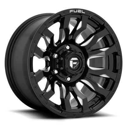 Aluminum Wheels 20X9 Blitz D673 6 On 135 Gloss Black Milled 87.1 Bore 1 Offset Multi Spoke Fuel Off Road Wheels