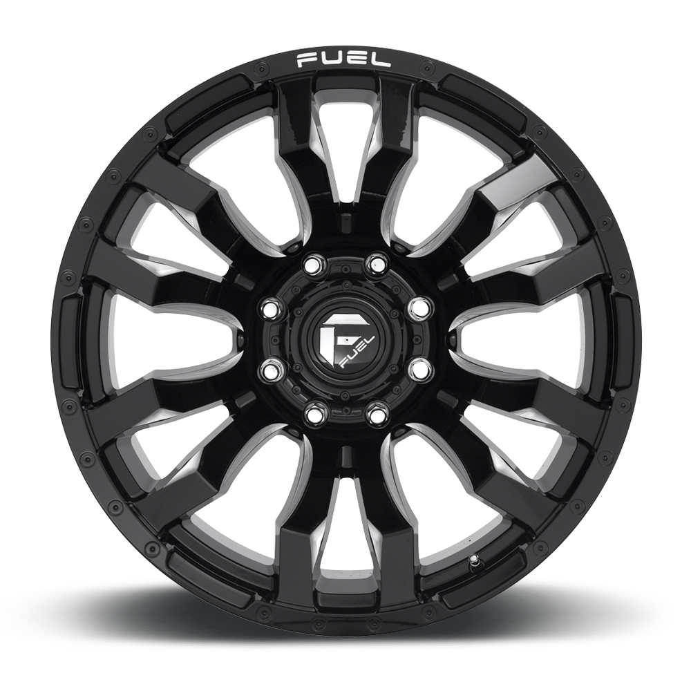Aluminum Wheels 22X10 Blitz D673 8 On 180 Gloss Black Milled 125.1 Bore -18 Offset Multi Spoke Fuel Off Road Wheels