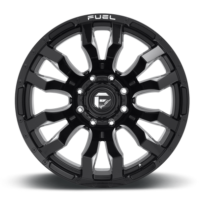 Aluminum Wheels 22X10 Blitz D673 8 On 180 Gloss Black Milled 125.1 Bore -18 Offset Multi Spoke Fuel Off Road Wheels