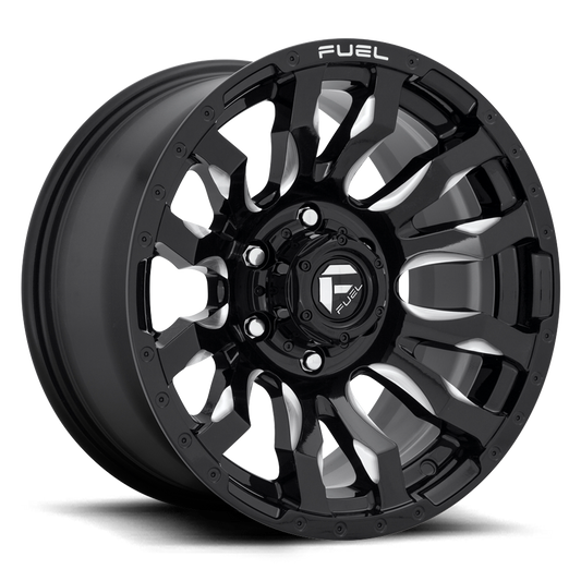 Aluminum Wheels 22X10 Blitz D673 6 On 139.7 Gloss Black Milled 106.1 Bore -18 Offset Multi Spoke Fuel Off Road Wheels