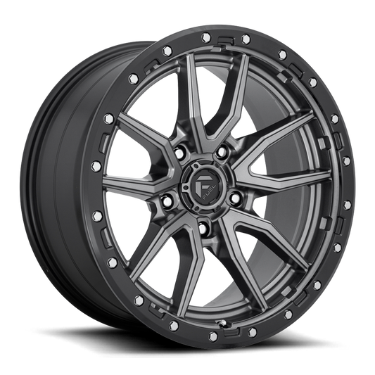 Aluminum Wheels 20X10 Rebel D680 5 On 127 Matte Gunmetal Gray Black Bead Ring 75.3 Bore -18 Offset Fuel Off Road Wheels
