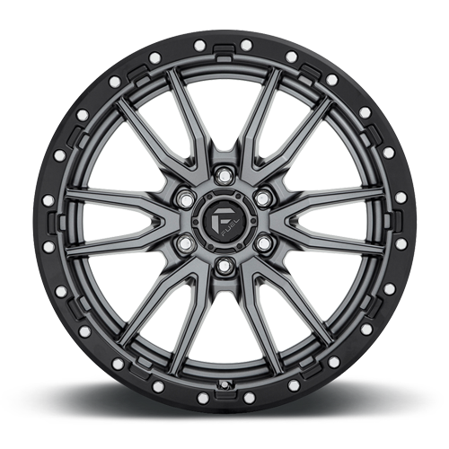 Aluminum Wheels 22X12 Rebel D680 6 On 139.7 Matte Gunmetal Gray Black Bead Ring 106.1 Bore -44 Offset Fuel Off Road Wheels