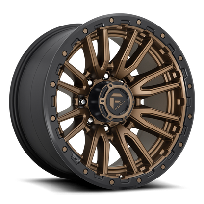 Aluminum Wheels 20X10 Rebel D681 8 On 165.1 Matte Bronze Black Bead Ring 125.2 Bore -18 Offset Fuel Off Road Wheels