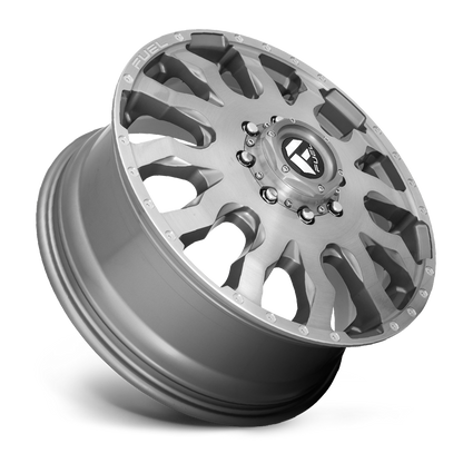 Dually Wheels 20X8.25 Blitz Dually D693 8 On 165.1 Brushed Gunmetal Gray Tinted Clear 117 Bore 105 Offset Multi Spoke Front Dually Fuel Off Road Wheels