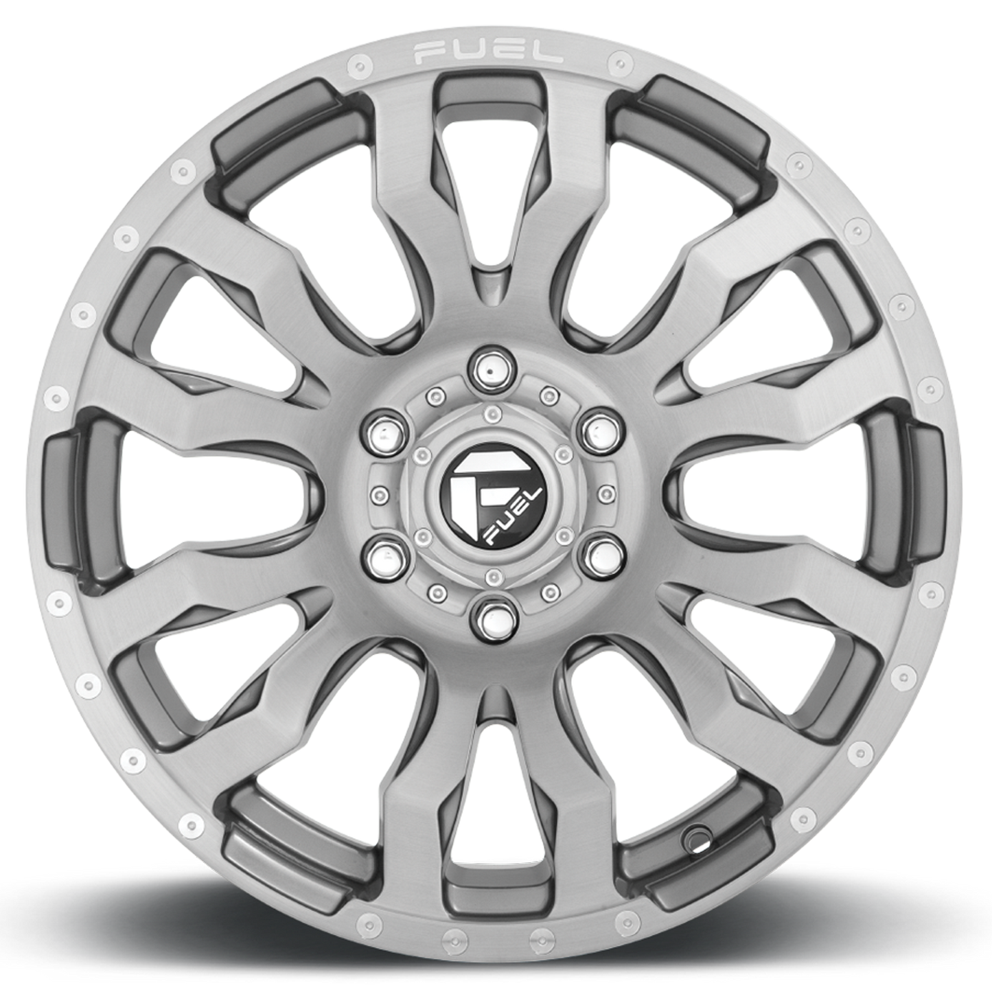 Aluminum Wheels 20X8.25 Blitz D693 8 On 165.1 Brushed Gunmetal Gray Tinted Clear 121.5 Bore -265 Offset Multi Spoke Fuel Off Road Wheels