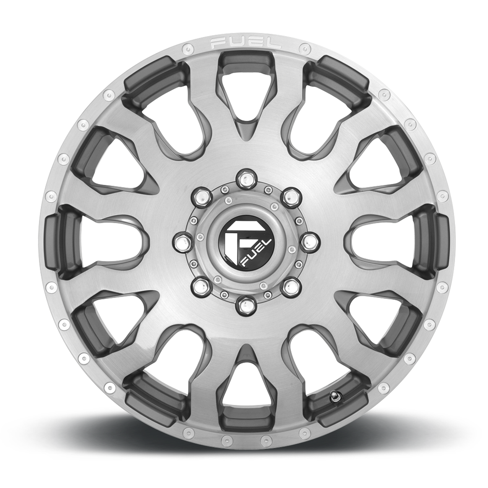 Dually Wheels 20X8.25 Blitz Dually D693 8 On 210 Brushed Gunmetal Gray Tinted Clear 154.3 Bore 105 Offset Multi Spoke Front Dually Fuel Off Road Wheels