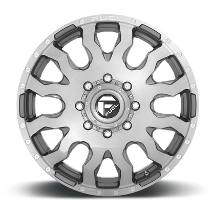 Dually Wheels 20X8.25 Blitz Dually D693 8 On 210 Brushed Gunmetal Gray Tinted Clear 154.3 Bore 105 Offset Multi Spoke Front Dually Fuel Off Road Wheels