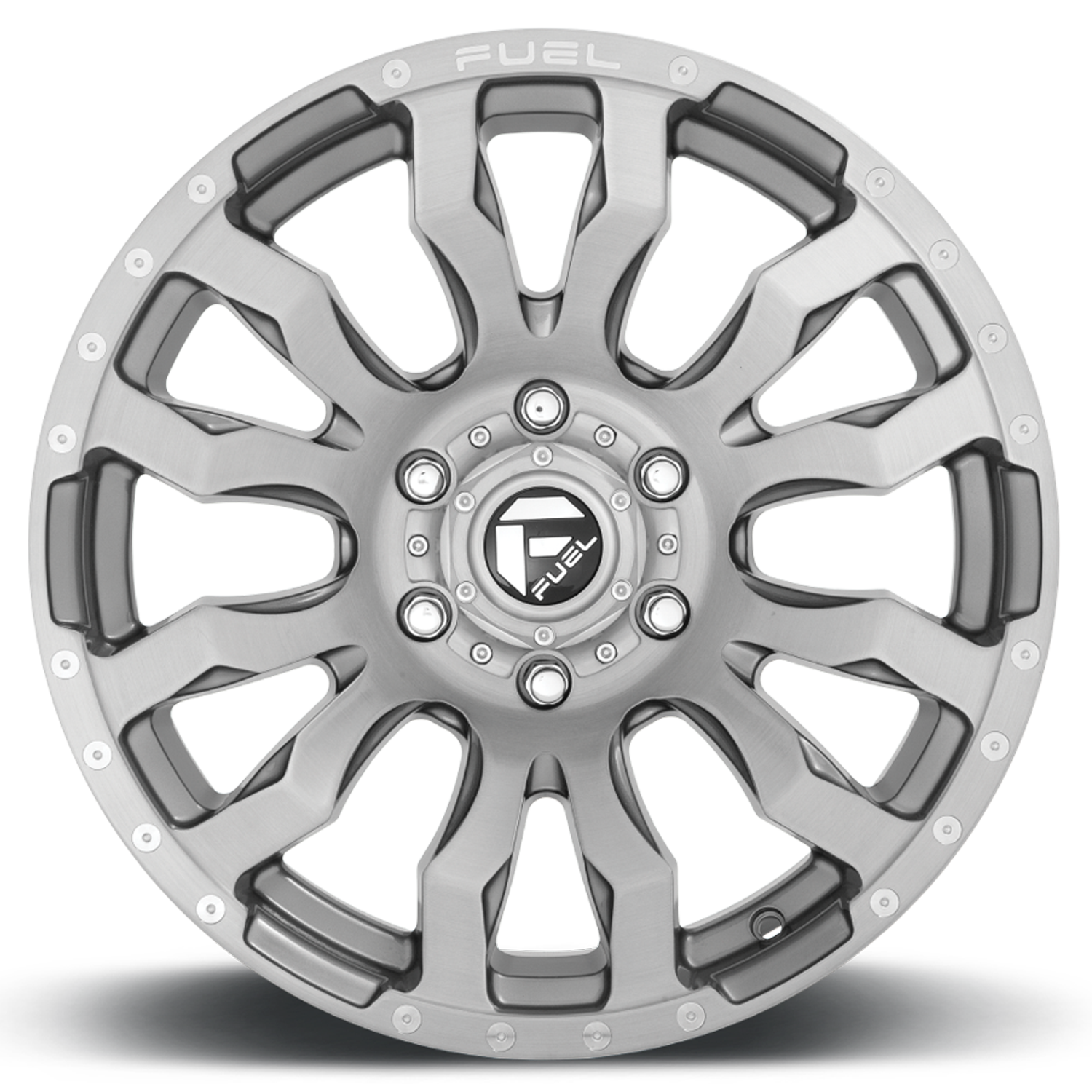 Aluminum Wheels 20X9 Blitz D693 5 On 150 Brushed Gunmetal Gray Tinted Clear 110.1 Bore 20 Offset Multi Spoke Fuel Off Road Wheels