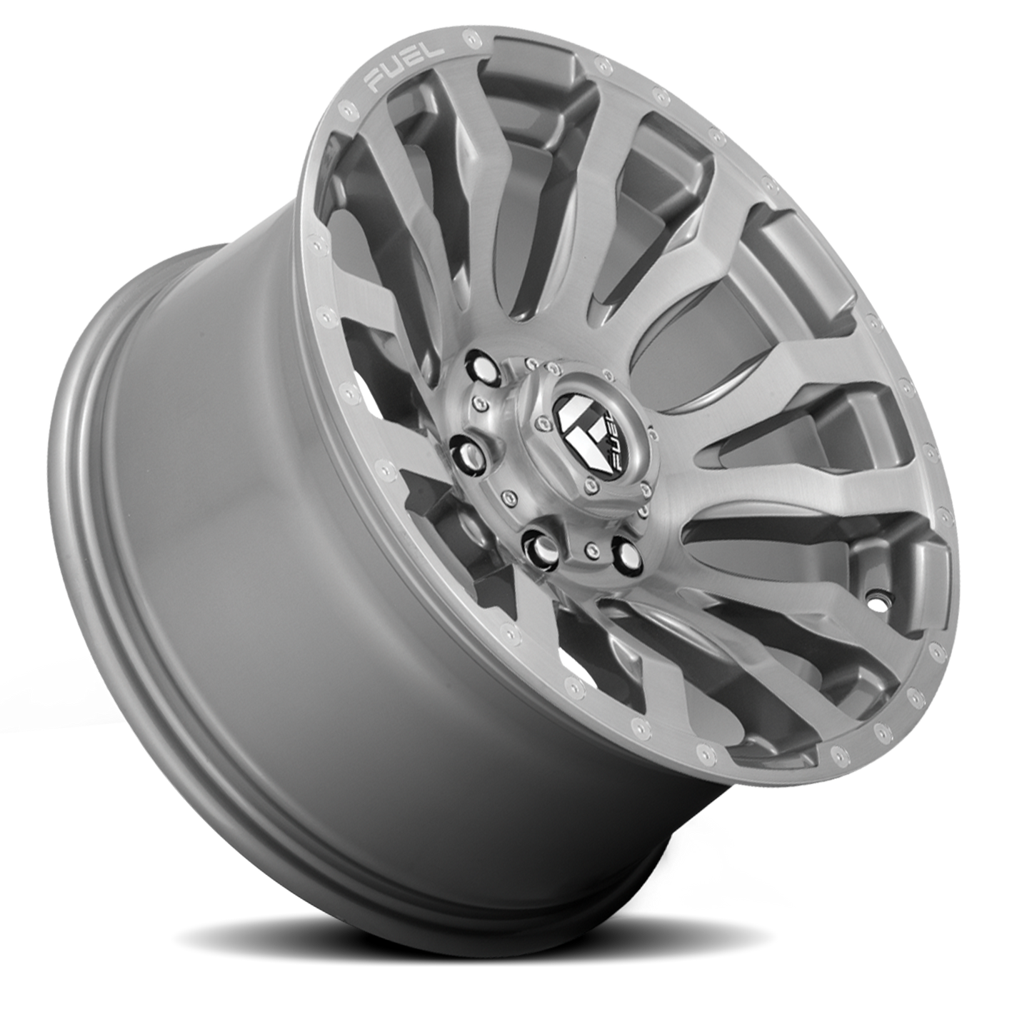 Aluminum Wheels 22X10 Blitz D693 8 On 165.1 Brushed Gunmetal Gray Tinted Clear 125.1 Bore -18 Offset Multi Spoke Fuel Off Road Wheels