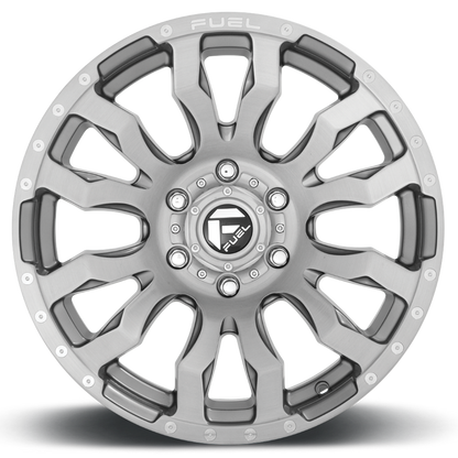 Aluminum Wheels 22X12 Blitz D693 6 On 135 Brushed Gunmetal Gray Tinted Clear 87.1 Bore -44 Offset Multi Spoke Fuel Off Road Wheels