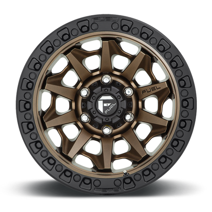 Aluminum Wheels 17X9 Covert D696 8 On 170 Matte Bronze Black Bead Ring 125.12 Bore 1 Offset Multi Spoke Fuel Off Road Wheels