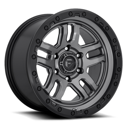Aluminum Wheels 17X9 AMMO D701 6 On 139.7 Matte Gunmetal Gray W/Black Bead Ring 106.1 Bore -12 Offset 5 Spoke Fuel Off Road Wheels