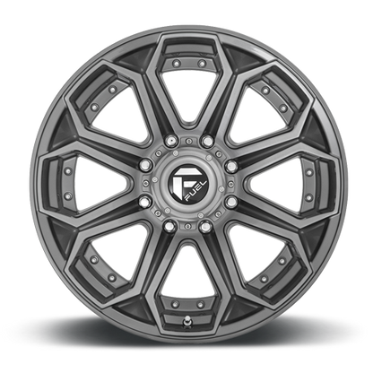 Aluminum Wheels 18X9 Siege D705 8 On 180 Brushed Gunmetal Gray Tinted Clear 124.3 Bore 1 Offset Fuel Off Road Wheels