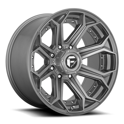 Aluminum Wheels 20X10 Siege D705 8 On 180 Brushed Gunmetal Gray Tinted Clear 124.2 Bore -18 Offset Fuel Off Road Wheels