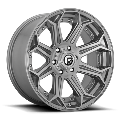 Aluminum Wheels 22X10 Siege D705 6 On 135 Brushed Gunmetal Gray Tinted Clear 87.1 Bore -18 Offset Fuel Off Road Wheels